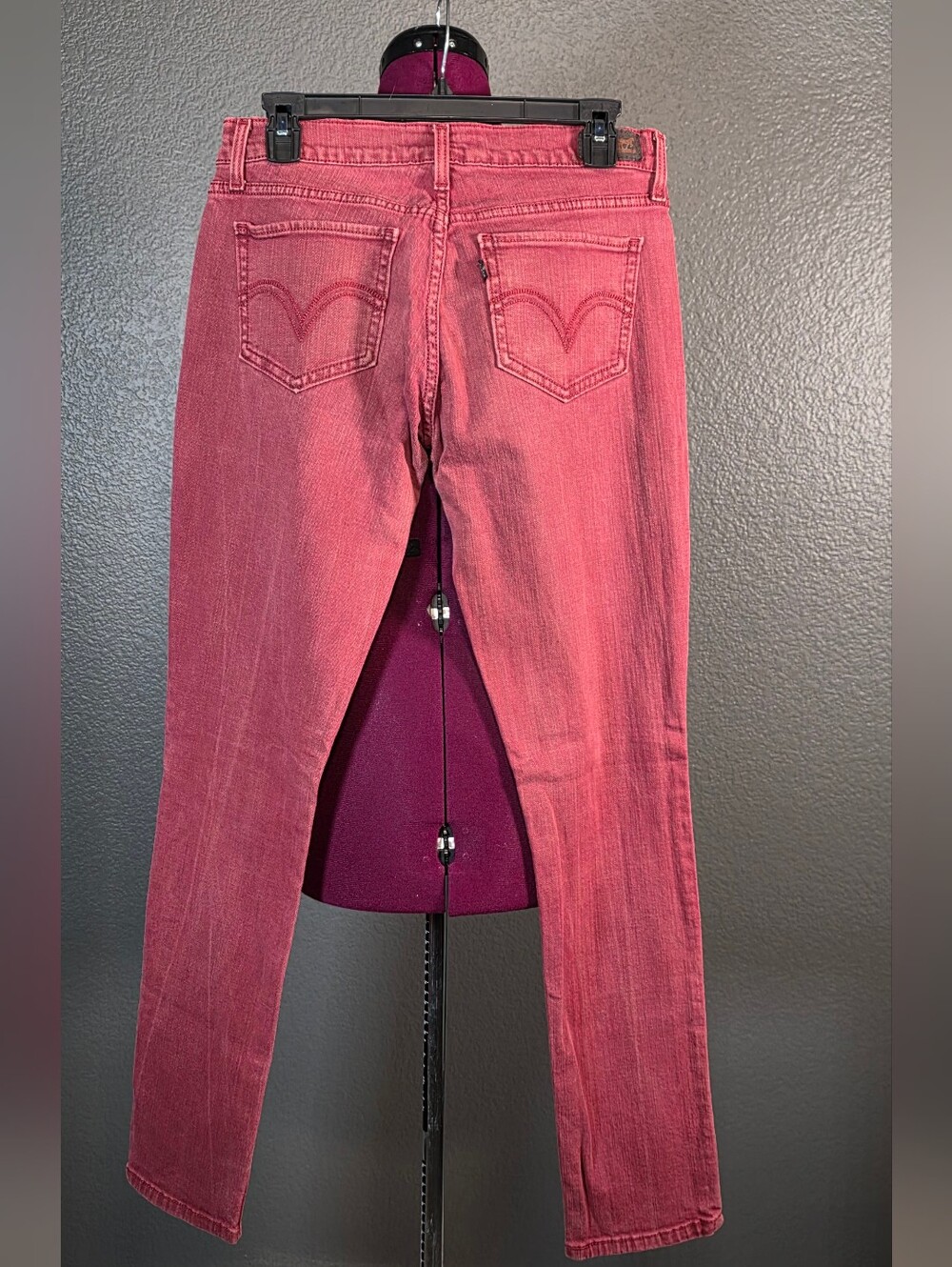 Levi’s 721 High Rise Skinny Jeans Burgundy Wine Red Size 9 - Picture 3 of 6
